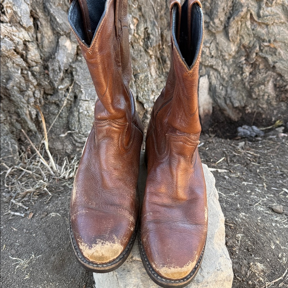 Dan post vintage 9D boots pull on leather distressed - Picture 2 of 5